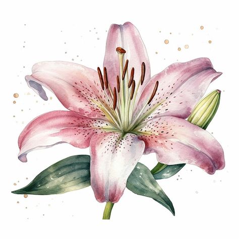 Premium Photo | Watercolor pink lily isolated on a white background Lily Watercolor, Stargazer Lily, Watercolor Png, Botanical Watercolor, Flower Prints Art, Art Bundle, Tiger Lily, Pink Lily, Lily Flower