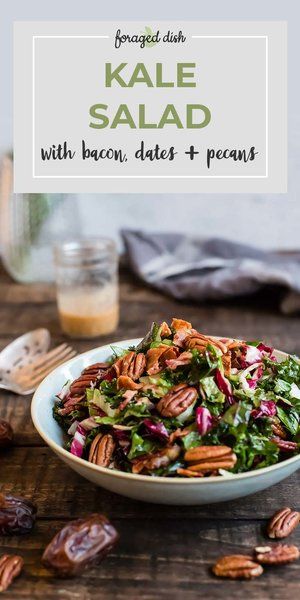 Chopped Kale Salad with Bacon, Dates & Pecans Dates In Salad, Dates Salad Recipes, Date Salad Recipes, Dates Salad, Aip Thanksgiving, Date Salad, Chopped Kale Salad, Bacon Dates, Homestead Cooking