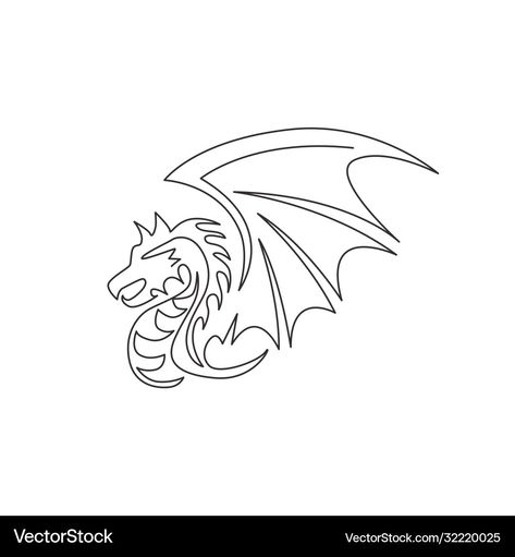 Dragon Line Drawing, Scary Beast, Drawing Of A Dragon, Dragon Line, Dragon Vector, Museum Logo, China Ancient, Animal Mascot, Single Line Drawing