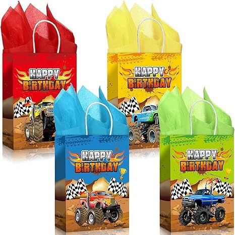 Amazon.com: Monsters-Truck Party Favor Bags Monsters Themed Paper Gift Bags Racing Trucks Goody Treat Candy Bags for Monsters-Truck Themed Birthday Party Supplies : Home & Kitchen Monster Truck Party Favors, Truck Party Decorations, Truck Themed Birthday Party, Monster Jam Birthday Party, Truck Party Favors, Monster Jam Birthday, Truck Theme Birthday, Birthday Treat Bags, Car Themed Parties