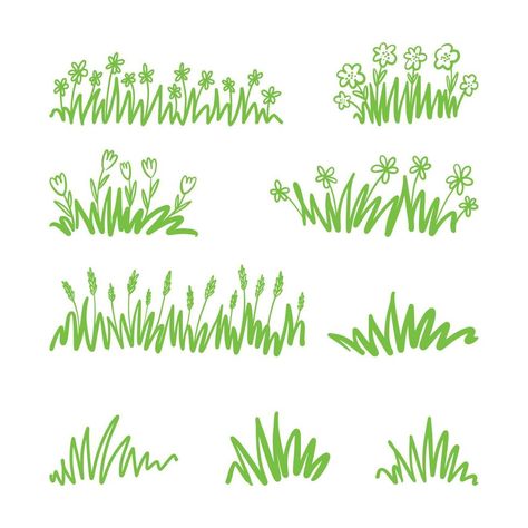 Easy Grass Drawing, Cute Grass Drawing, Grass And Flowers Drawing, Simple Grass Drawing, Draw Grass Easy, Easy Nature Sketches, Grass Drawing Easy, Field Drawing Easy, Garden Drawing Easy