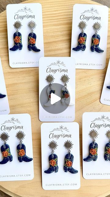 ✿ Polymer Clay Earrings & Accessories ✿ on Instagram: "If only I could actually work this fast!😅 Enjoy this reel of me making a set of custom floral boots for a western themed bridal party!🤍✨🤠  • • • #polymerclay #polymerclayearrings #clayearrings #bridalparty #bridalearrings #westernbridalpartygifts #westernstyle #westernwedding #floralboots #bootearrings #cowgirlstyle #cowgirlbootearrings #customearrings #smallbusinesstx #texasearrings #polymerclaycreations #polymerclayartist" Western Polymer Clay, Head Over Boots, Boot Earrings, Floral Boots, Earrings Accessories, Western Wedding, Polymer Clay Creations, Custom Earrings, Cowgirl Style