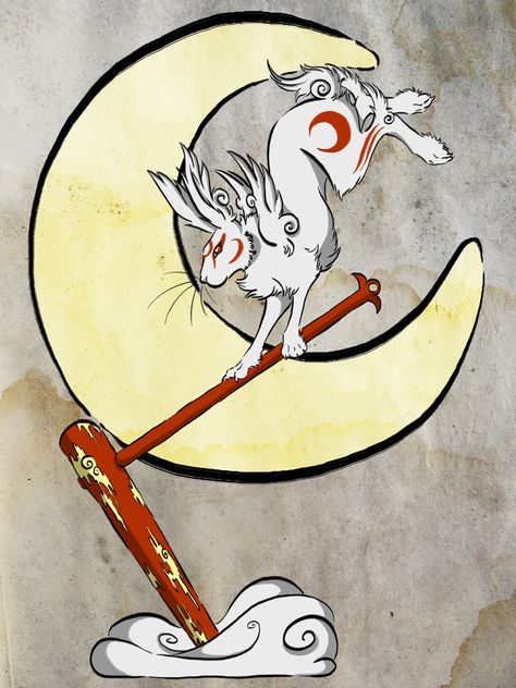 Chinese Rabbit Tattoo, Moon Rabbit Tattoo, Japanese Rabbit Tattoo, Tattoos Rabbit, God Of The Moon, Rabbit In The Moon, Asian Folklore, Japanese Rabbit, Chinese Rabbit