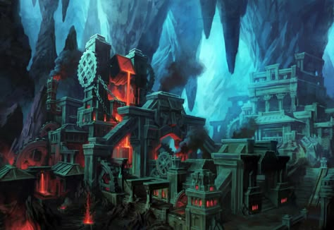 ArtStation - Gauntlgrym Forge, Chris Dien Dwarven City Concept Art, City Concept Art, Dwarven City, Underground Cities, Rpg Map, Forgotten Realms, Fantasy City, Fantasy Setting, D&d Dungeons And Dragons