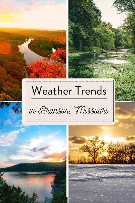 Branson, Missouri is located near the geographic center of the United States, which allows for mild weather with few extremes — and makes a preferred year-round vacation destination! Each season offers a unique Branson experience with special annual events, festivals and attractions. Find the season that best fits your interests, but we bet it will still be difficult to pick just one! #explorebranson #bransonmissouri #bransonmo #branson #weathertrends Branson Missouri Vacation, December Weather, Bluegreen Vacations, Table Rock Lake, Spring Hiking, Branson Missouri, Branson Mo, Ozark Mountains, Winter Getaway