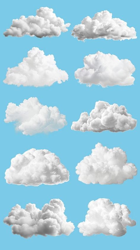 Editable white cloud design element set | premium image by rawpixel.com / Hein Sky Bg, Clouds Collage, Cloud Collage, Sky Collage, Clouds Graphic, Vintage Clouds, Motion Flyer, Scrapbook Inspo, Collage Material