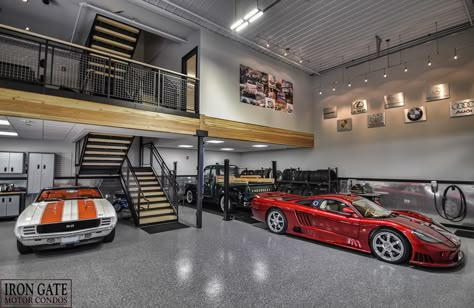 Car condos are the new man caves | Woodworking Network Man Garage, Garage Design Interior, Garage Loft, Cool Garages, Car Barn, Ultimate Garage, Garage Style, Dream Car Garage, Luxury Garage