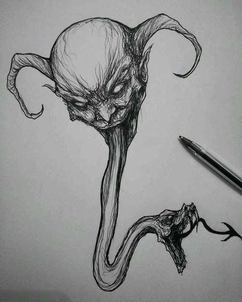 Tragic Drawings, Monster Arms Drawing, Dark Draw Ideas Demons, Creepy Line Art, Sketches Scary, Horror Art Dark Sketch, Creepy Things To Draw, Creepy Sketch, Horror Sketch