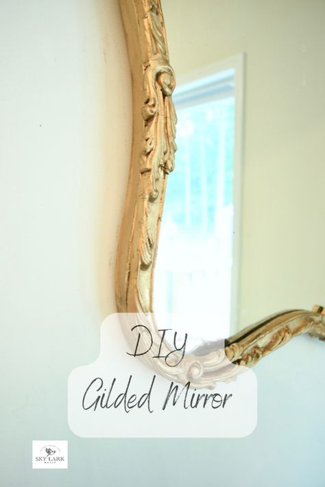 Using liquid leaf gold paint can given an old mirror new life. Learn how to DIY a gilded mirror using simple supplies. Diy Gilded Mirror, Painted Gold Mirror, Spray Paint Mirror, Mirror Upcycle, Painting Mirror Frames, Gold Ornate Mirror, Vintage Gold Mirror, Mirror Makeover, Mirror Paint