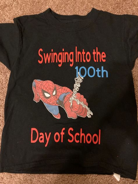 My little crazed spiderman fan had to have something Spiderman of course so we got this made for him last year!! Spider Man Diy Shirt, Spiderman 100 Days Of School, 100 Days Of School Shirt Spiderman, 100 Days Of School Project Kindergartens, 100th Day Shirt, Spider Man Quotes, 100 Días De Clases, 100 Days Of School Ideas, Crafts Snowman