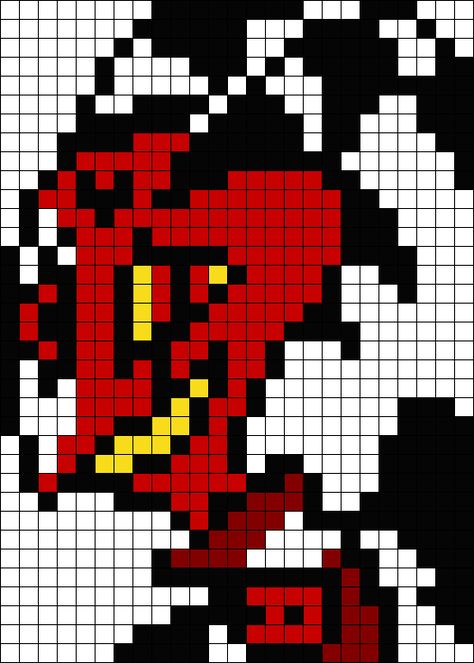 Persona 5 Perler Beads, Helluva Boss Perler Bead Patterns, Hazbin Hotel Alpha Pattern, Helluva Boss Pixel Art Grid, Hazbin Hotel Pixel Art Grid, Helluva Boss Perler Beads, Fnaf Perler Beads Pattern, Helluva Boss Pixel Art, Hazbin Hotel Perler Beads