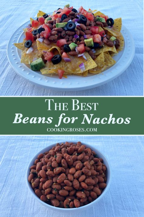 The Best Beans for Nachos Nacho Beans Recipe, Beans For Nachos, Beans For Nacho Bar, Black Beans For Nachos, Nacho Bar Toppings, Slow Cooked Green Beans, Vegetarian Bean Recipes, Nacho Salad, Bean Nachos