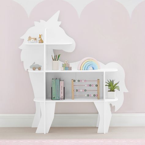 The perfect balance of magical and functional, this Unicorn Bookcase by Delta Children will make any space a bit more whimsical. Rainbow Unicorn Bedroom Ideas, Unicorn Room Ideas Bedrooms, Unicorn Room Decor Kids Girls Bedroom, Toddler Unicorn Room, Unicorn Girls Bedroom Room Ideas, Girls Unicorn Bedroom Ideas, Unicorn Bedroom Ideas Kid Rooms, Unicorn Room Ideas, Ada Bedroom