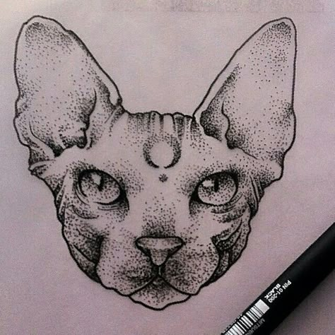 Sphynx Cat Tattoo, Sphinx Tattoo, Egyptian Cat Tattoos, Chat Sphynx, Stippling Art, Cat Tattoo Designs, Egyptian Tattoo, Tattoo Portfolio, Tattoo Flash Art