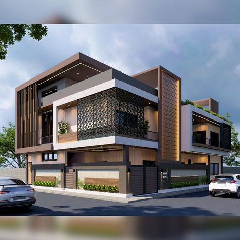 House Side Elevation Designs, Corner Elevation Design Modern, Side Elevation Designs For House, Corner Plot Elevation Design, Exterior Elevation Design Modern, Modern Elevation Designs For House, Corner Elevation Design, Bungalows Design, Corner House Elevation Design