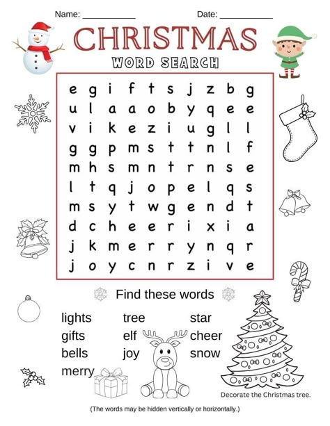 Easy Christmas word search for kids (free printable PDF) - Puzzletainment Publishing Christmas Word Search For Kids, Printable Christmas Word Search, Christmas Puzzles Printables, Christmas Eve Activities, Free Printable Christmas Worksheets, Crosswords For Kids, Word Search Puzzles For Kids, 1st Grade Christmas, Word Puzzles For Kids