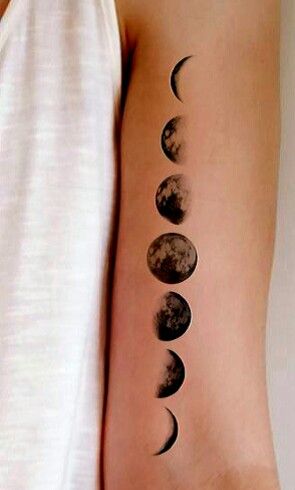 Phases Of The Moon Tattoo, The Moon Tattoo, Moon Phases Tattoo, Tattoo Moon, Small Tats, Planet Tattoos, Foot Tattoos For Women, Phases Of The Moon, Spine Tattoos