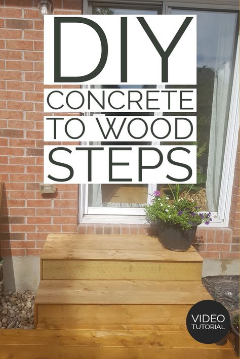 Redoing Cement Steps, Wood Steps Over Cement Steps, Makeover Concrete Steps, Diy Cinder Block Stairs, Decking Over Concrete Steps, How To Cover Concrete Steps, Old Concrete Steps Makeover, Cover Concrete Steps With Wood, Cement Steps Makeover