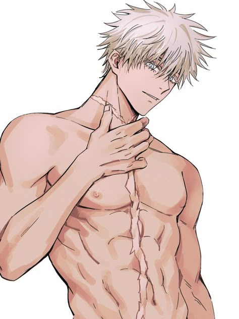 Milky Cat 63, Gojo Twitter, Gojo Saturo, Ju Jitsu, Hottest Anime Characters, Anime Guys Shirtless, Gojo Satoru, Fanarts Anime, Handsome Anime Guys