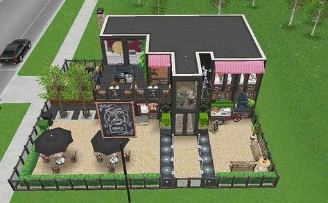 The sims Restaurant Tycoon 2 Designs Cute, Sims Freeplay Cafe Ideas, My Restaurant Tycoon 2 Roblox Ideas, Roblox Restaurant Tycoon 2 Designs, Restaurant Tycoon 2 Ideas, Restaurant Tycoon 2 Designs, Small Restaurant Floor Plan, Restaurant Tycoon 2, Cafe Ideas Design