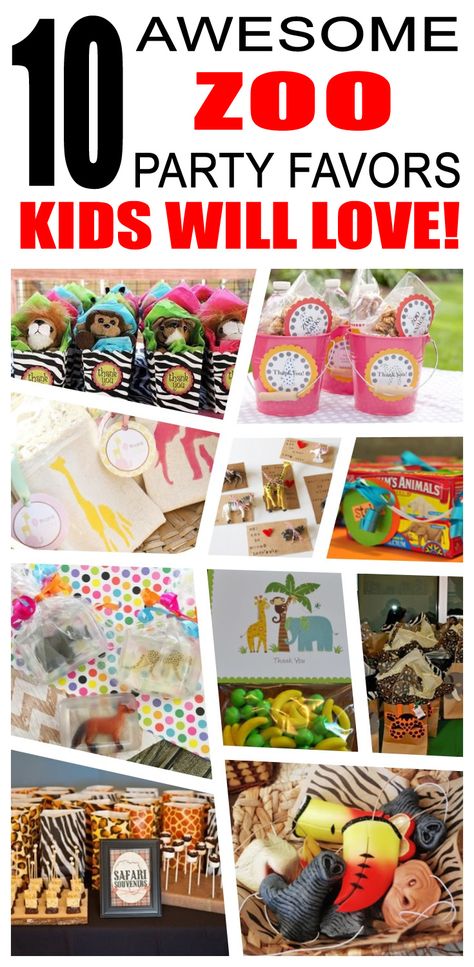 Great zoo party favors kids will love. Fun and cool zoo birthday party favor ideas for children. Easy goody bags, treat bags, gifts and more for boys and girls. Get the best zoo birthday party favors any child would love to take home. Loot bags, loot boxes, goodie bags, candy and more for zoo party celebrations. Animal Party Favor Ideas, Party Favors Animal Theme, Zoo Theme Party Favors, Zoo Birthday Party Favors, Zoo Party Favors, Zoo Animal Party, Awesome Party Favors, Birthday Party Goodie Bags, Zoo Birthday Party