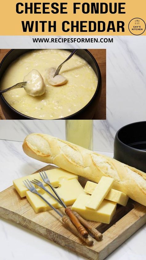 cheddar cheese and swiss fondue idea White Cheese Fondue Recipe, Cream Cheese Fondue, Cheese Fondue Recipe Non Alcoholic, White Cheddar Fondue, How To Make Fondue Cheese, Fondue Recipes Without Alcohol, Simple Cheese Fondue Recipe, Gouda Fondue Recipes, Best Fondue Recipes Cheese