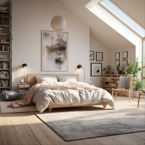 Norwegian Bedroom, Open Bedroom, Big Bedroom, Studio Bedroom, Small Bedroom Interior, Scandinavian Design Bedroom, Big Bedrooms, Hill City, Scandinavian Bedroom