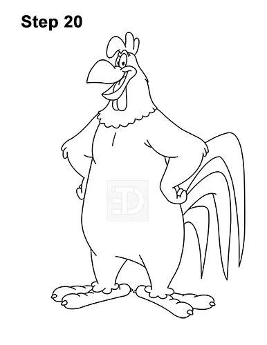 Draw Foghorn Leghorn Looney Tunes Rooster 21 Looney Toons Drawings, Loony Tunes Drawing, Looney Tunes Drawings, Looney Tunes Cartoons Drawings, Drawing Looney Tunes, Looney Toons Painting, How To Draw Looney Tunes Characters, Leghorn Rooster, Looney Tunes Rooster