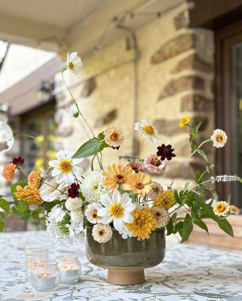 Are we really in the middle of August already?! Please, someone stop the clock. I am enjoying every minute of the flower garden and the beautiful blooms this time of the year. Even though I am really excited for fall weddings and events, I love the flowers this season. In this arrangement I gathered dahlias @sunnymeadowsflowerfarm from the garden, zinnias @floretflower, lisianthus @farmerbaileyplugs and cosmos from @johnnys_seeds . Enjoy and hold on to every summer day and night! 🤍🤍 #seasonal... Excited For Fall, Fall Weddings, Wedding Dinner, Beautiful Blooms, Day And Night, Summer Day, Time Of The Year, Dahlia, Fall Wedding