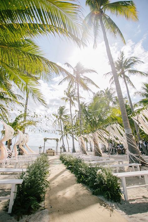 Beautiful, romantic and breezy beach wedding in Panglao Island. Be whisked away to a chic island paradise with this intimate wedding by the sea! The details and styling are all so beautiful! We just wanna get invited! #VidaChicEvents #Beachwedding #tropicalwedding #hawaiianwedding #destinationwedding Bench Seating Wedding, Wedding Reception Simple, Seating Wedding, Beach Wedding Venues, Sunset Beach Weddings, Philippine Wedding, Beach Wedding Locations, Beach Wedding Centerpieces, Beach Theme Wedding Invitations