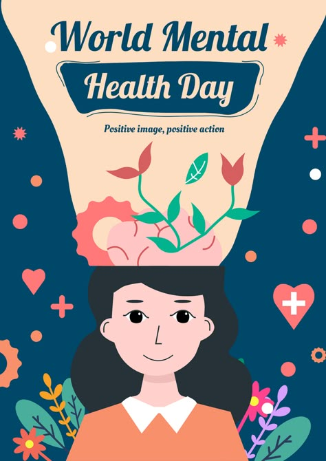 Self Care Poster Design, Poster Design About Mental Health, World Mental Day Poster, Poster On Mental Health, Health Poster Ideas, Counselling Poster, Symposium Poster, Mental Health Awareness Poster, Healing Poster