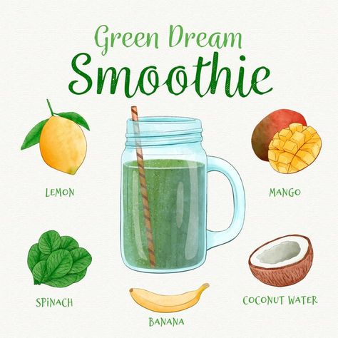 Healthy smoothie recipe concept | Free Vector Healthy Smoothie Recipe, Easy Healthy Smoothie Recipes, Healthy Diet Smoothies, Homemade Recipe Books, Healthy Fruit Smoothies, Easy Healthy Smoothies, Recipe Drawing, Diet Smoothie Recipes, Smoothie Drink Recipes