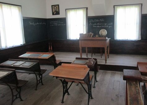 Schoolhouse Aesthetic, Anne Aesthetic, Abandoned Schools, One Room Schoolhouse, Boarding School Aesthetic, Herbert Hoover, Old Desks, Video Game Design, Homeschool Life