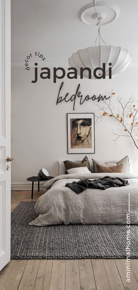 Minimalist Bedroom Japanese Style, Minimalist Master Room Design, Japanese Floor Bed Bedrooms, Japanese And Scandinavian Design Bedroom, Bed Minimalist Design, Japanese Industrial Interior Design, Pretty Minimalist Bedroom, Japandi Style Bedroom Modern, Minimalist Bedroom Design Japanese Style