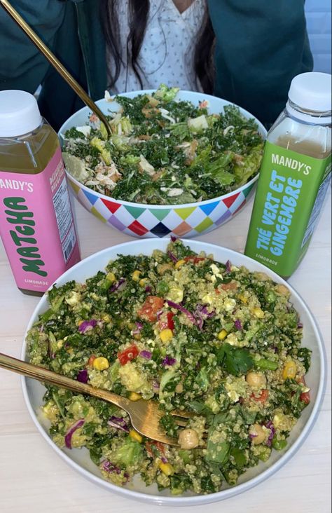 Mandys Salad, Quinoa Veggie Bowl, Groceries Aesthetic, Big Salad Bowl, Matcha Lemonade, Salad Quinoa, Big Salad, Veggie Bowl, Healthy Groceries