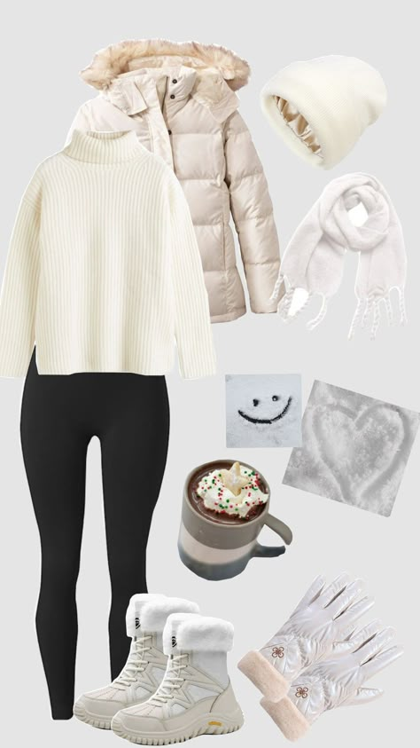 ❄️ #snow #snowday #winter #ice #hotchocolate #scarf #sweaterweather Norway Clothes Outfit, Snow Day Aesthetic Outfit, Snowday Outfit, Winter Outfits For Snow, Cute Snow Day Outfits, Winter Outfits Cold Snow Fashion, Snow Day Outfits, Outfits For Snowy Weather, Snowy Day Outfit