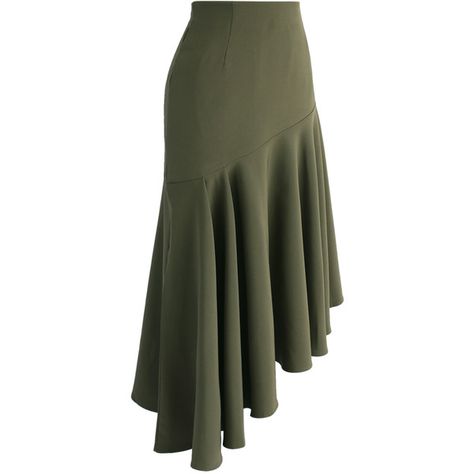 Skirt Frill, Chicwish Skirt, Flouncy Skirt, Army Green Skirt, Skirts Green, Olive Green Skirt, Frilly Skirt, Olive Skirt, Skirt Asymmetrical