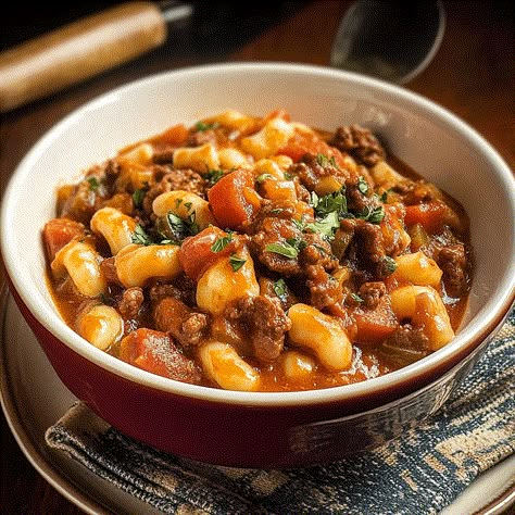 Try Bobby Flay’s Goulash, a hearty dish featuring tender meat, pasta, and rich tomato sauce, perfect for a comforting family meal! Healthy Goulash Recipes, Goulash Healthy, Healthy Goulash, Best Goulash, Best Goulash Recipes, Fun Recipes To Make, Beef Recipes Easy Dinners, Ground Beef Dinners, Soup Dishes