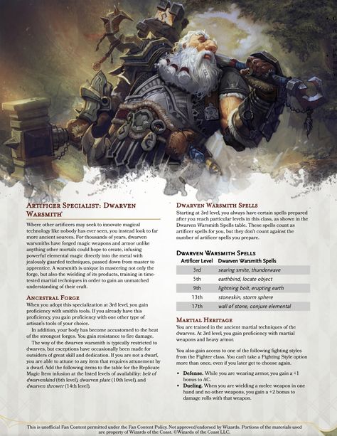 Artificer Subclass 5e, Artificer Specialist, Dnd Staff, Dnd Artificer, 5e Classes, Dnd Subclasses, Homebrew Classes, Character Classes, Dungeons And Dragons Rules