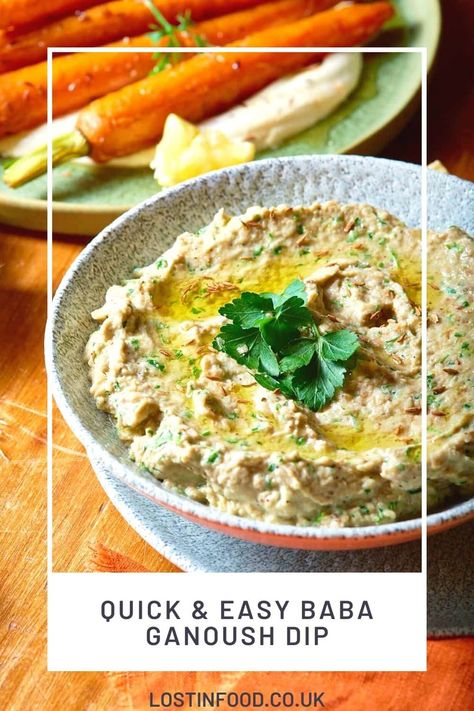 Our easy baba ganoush is a great tasting appetiser made with cooked aubergine (eggplant), tahini paste, garlic, lemon juice and seasonings. Vegan Prep Meals, Eggplant Tahini, Aubergine Dip, Tahini Dip, Party Snack Ideas, Tahini Paste, Pitta Bread, Eggplant Dip, Loaded Fries