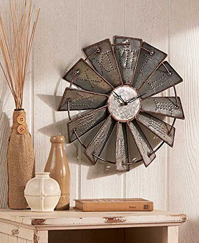 30 Farmhouse Gifts under $30 on Amazon - Southern Made Simple Windmill Clock, Country Wall Clock, Diy Home Decor For Apartments, Metal Windmill, Primitive Bathrooms, Rustic Wall Clocks, Clock Vintage, Wall Clock Design, Country Farmhouse Decor