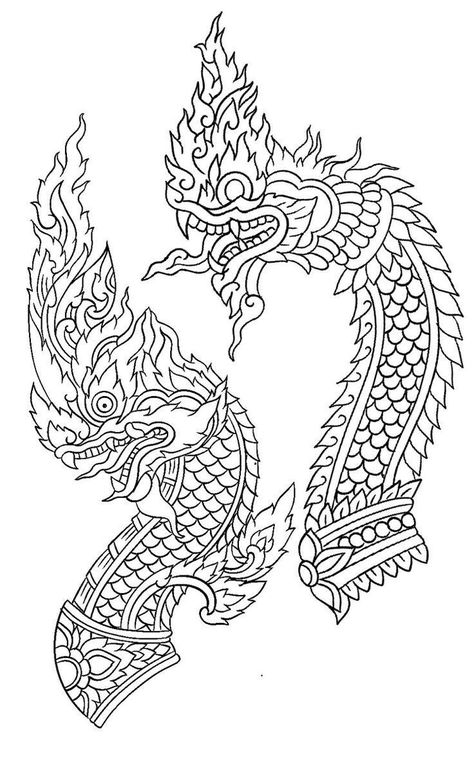 Khmer Naga, Naga Snake, Cambodian Tattoo, Tattoo Tour, Muay Thai Tattoo, Traditional Thai Tattoo, Dragon Head Tattoo, Khmer Tattoo, Dragon Tattoo Art