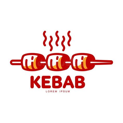 Stylized hot, freshly grilled Turkish kebab logo template vector illustration Logo Design Japan, Kebab Logo, Turkish Kebab, Fire Chicken, Chicken Logo, Handmade Logo, Illustration Template, Logo Design Inspiration Branding, Restaurant Logo Design