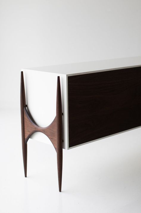 Modern Walnut Credenza - Cambre Collection - 1909 – theswankyabode.com Modern Console Cabinet, Minimalist Wood Furniture, Urban Furniture Design, Walnut Credenza, Teak Credenza, Interior Columns, Walnut Armchair, Carport Designs, Furniture Details Design