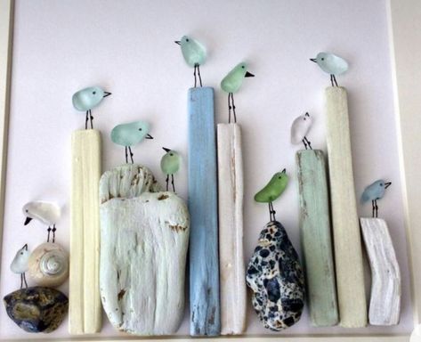 Seaglass Diy, Butcherblock Countertops, Driftwood Boats, Sea Glass Diy, Glass Art Diy, Sea Glass Artwork, Sea Glass Art Diy, Sea Glass Art Projects, Sea Glass Ideas