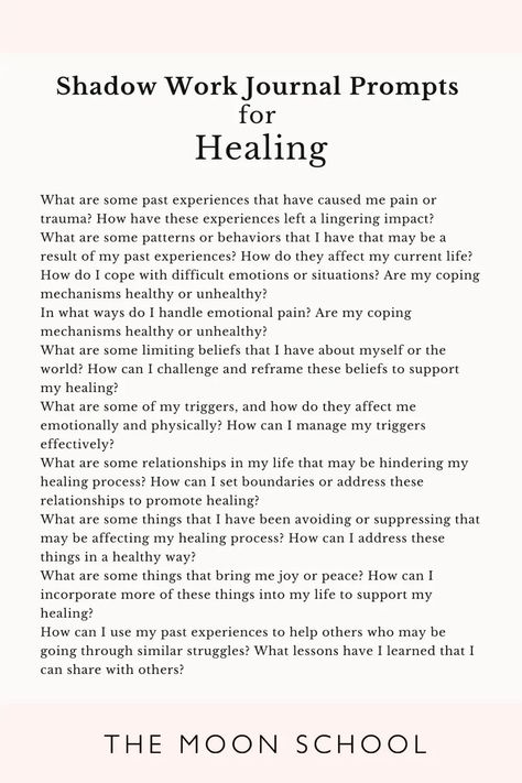 Dive into your unconscious with these shadow work prompts for beginners. Use to explore, heal and integrate the darker side of the psyche. Shadow Work For Friendships, Shadow Work For Self Esteem, Shadow Work For Abandonment Issues, Christian Shadow Work Prompts, Shadow Work Journal Prompts For Black Women, Shadow Work Prompts Body Image, Shadow Work Toxic Parents, Shadow Work For Betrayal, Breakup Shadow Work