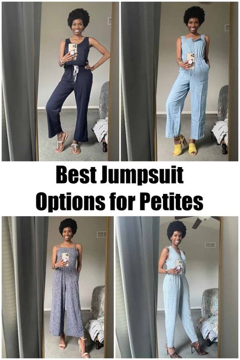 Jumpsuit For Petite Women, Jumpsuits For Petite Women, Best Jumpsuits, Petite Body Types, Trendy Jumpsuit, Smaller Hips, Cap Sleeve Tee, Petite Jumpsuit, Cotton Jumpsuit