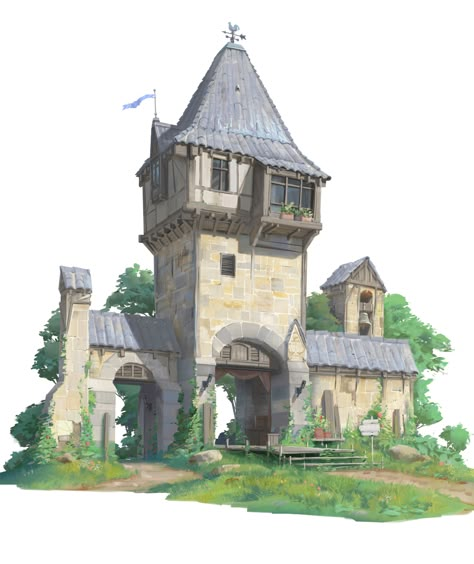 Medieval Tower Concept Art, Fantasy Tower Concept Art, Wizard Tower Concept Art, Fantasy Building Concept Art, Medieval Cabin, Tower Concept Art, House Line Art, Medieval Concept Art, Minecraft Concept Art