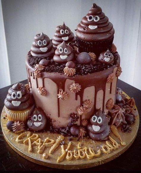 Birthday Cake For Halloween, Halloween Easy Cake Ideas, 69th Birthday Party Ideas, Halloween Chocolate Cake Ideas, Halloween Brain Cake Ideas, Birthday Cake Aesthetic Vintage, Chocolate Cake Halloween Ideas, Poop Cake, Funny 50th Birthday Cakes