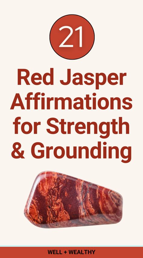 Red Jasper is the stone of strength and stability. It promotes physical strength, endurance, and stamina. Red Jasper also helps you to feel safe expressing yourself. Red Jasper Affirmation, Manifesting Tips, Calm Yourself, Expressing Yourself, Physical Strength, Learn To Meditate, Feel Safe, Practice Gratitude, Red Jasper